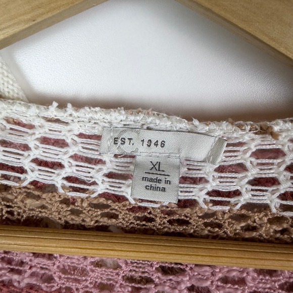 Cato Est 1946 Striped Crochet Open Knit Hooded Cardigan Sweater Size XL Boho - Picture 5 of 9